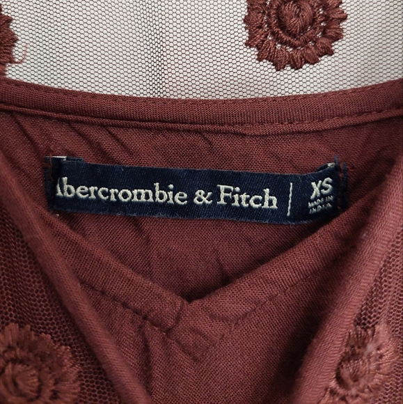 Abercrombie & Fitch Burgundy Floral Mesh Maxi Dress Size XS - Picture 4 of 12